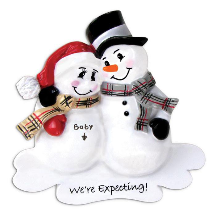 OR807 - We're Expecting Snowman Personalized Christmas Ornament