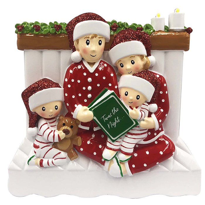 OR2025-4 - Reading In Bed Family Personalized Christmas Ornament
