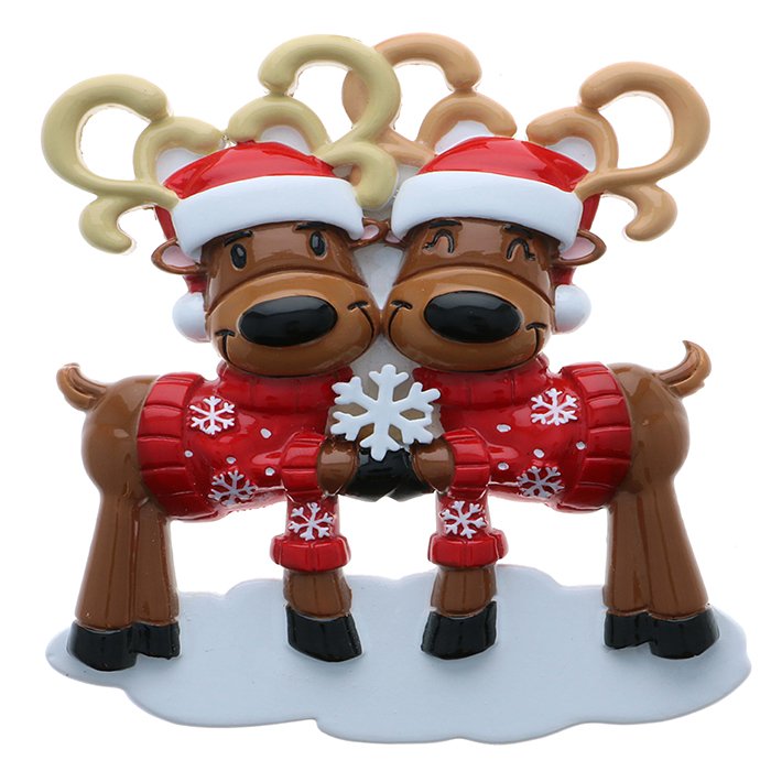 OR2256-2 - Mr. & Mrs. Reindeer Couple Personalized Christmas Ornament