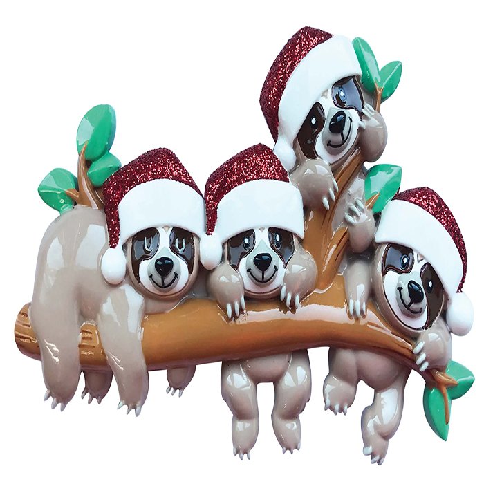 OR2032-4 - Sloth Family Personalized Christmas Ornament