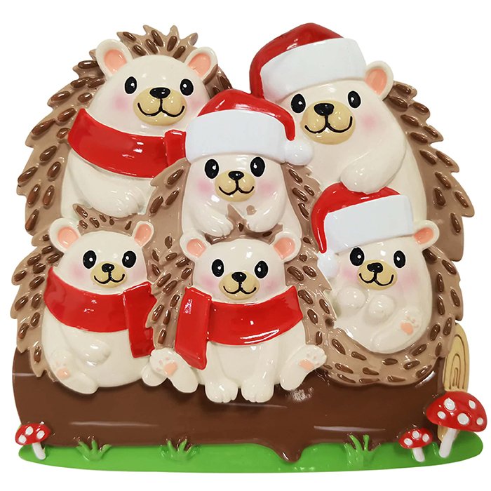 OR2261-6 - Hedgehog Family Personalized Christmas Ornament