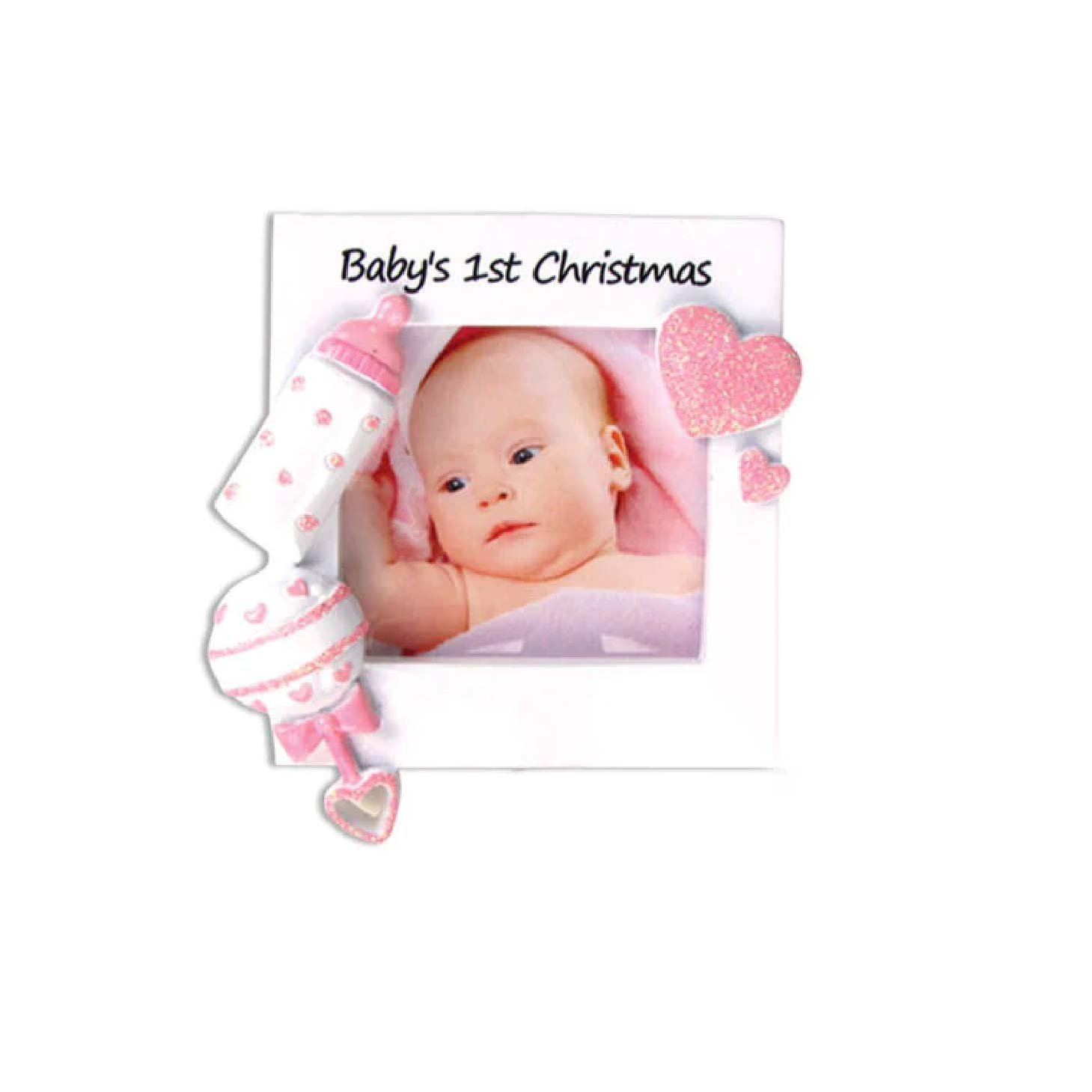 PF600-P - Christmas Baby Frame (Pink) Personalized Christmas Ornament