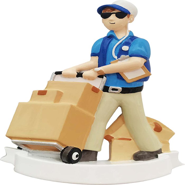 OR2303 - Delivery Guy wBoxes Personalized Christmas Ornament