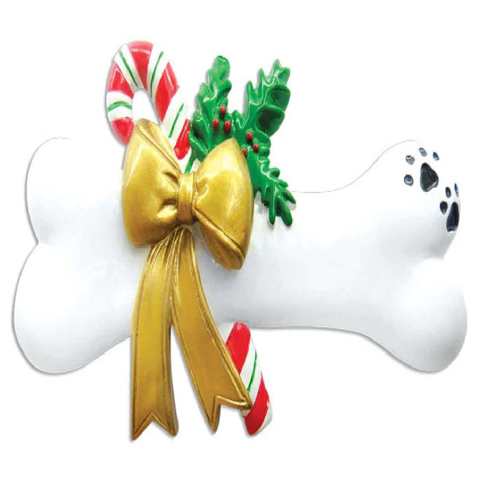 OR022 - Dog Bone with Holly Personalized Christmas Ornament