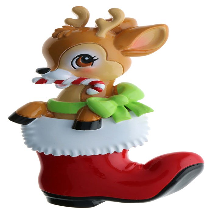 OR2393-RG - Nostalgic Baby Deer in Boot Personalized Christmas Ornament