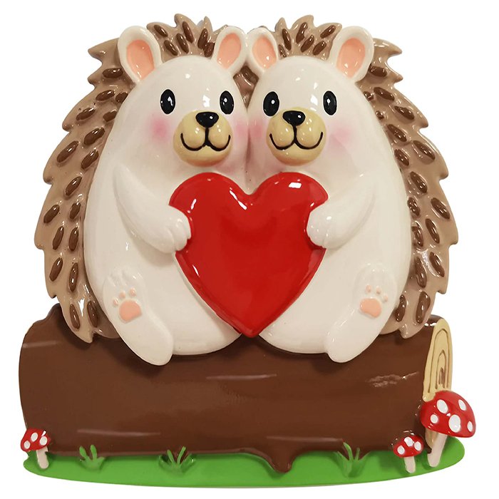 OR2261-2 - Hedgehog Family of 2 Personalized Christmas Ornament