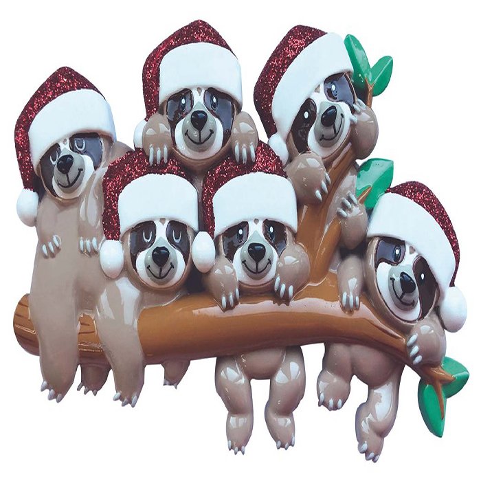 OR2032-6 Sloth Family Personalized Christmas Ornament