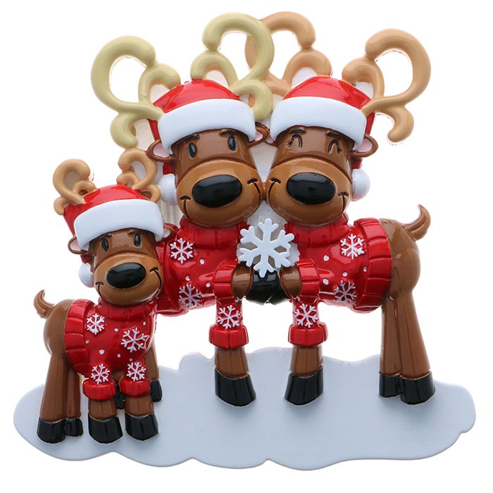 OR2256-3 - New Reindeer Family Personalized Christmas Ornament