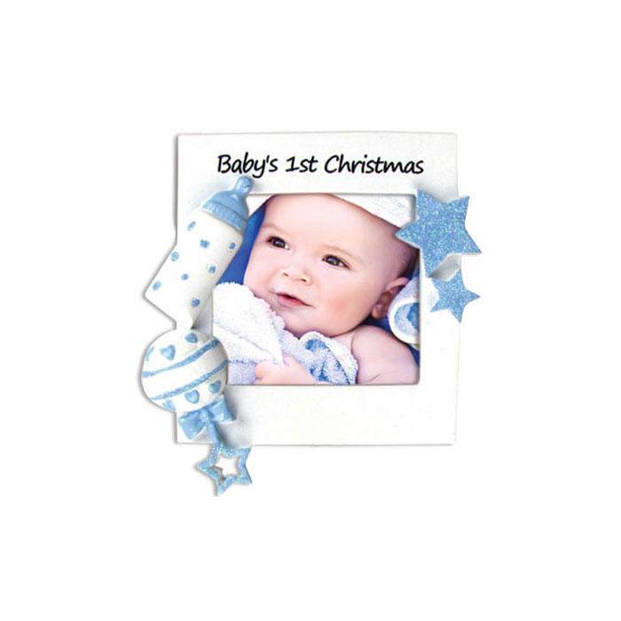 PF600-B-Christmas Baby Frame (Blue) Personalized Christmas Ornament