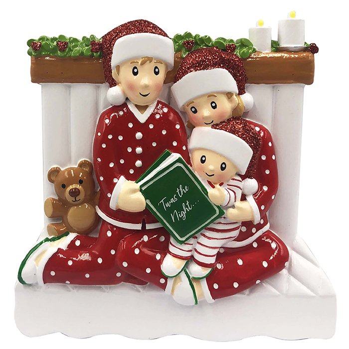 OR2025-3 - Reading In Bed Family Personalized Christmas Ornament