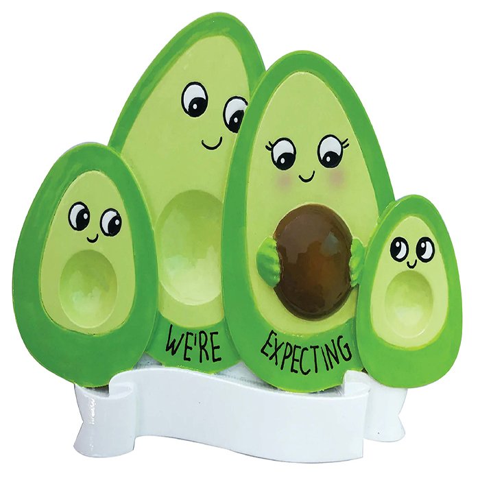 OR2182-2 - Avocado Family Expecting w2 Children Personalized Christmas Ornament