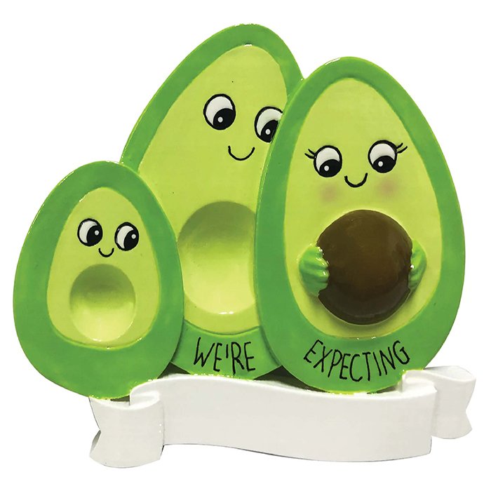 OR2182-1 - Avocado Family Expecting w1 Child Personalized Christmas Ornament