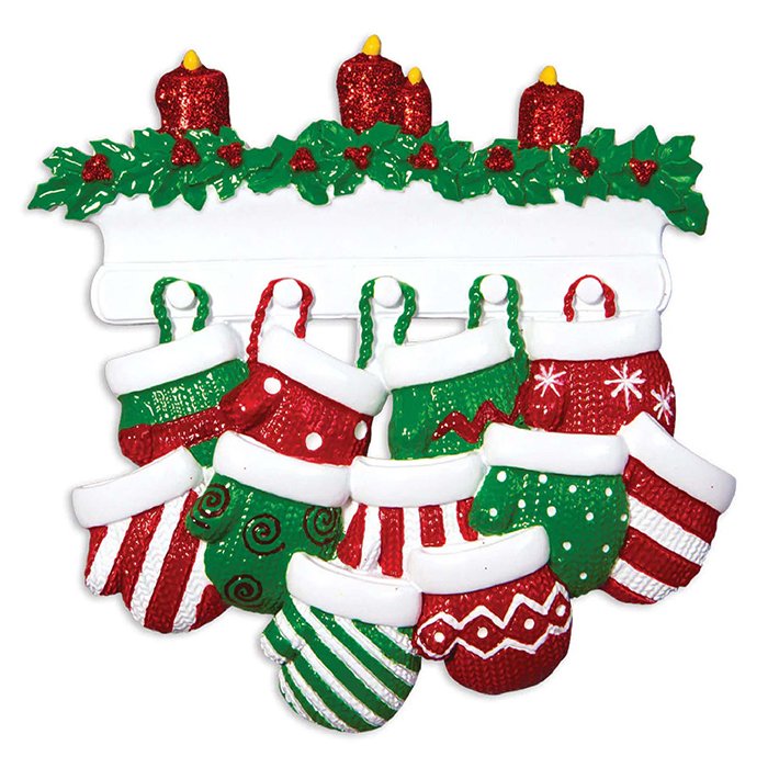 OR1570-11 Mitten Family Personalized Christmas Ornament
