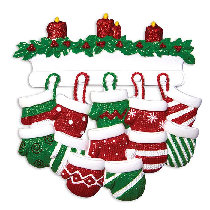 OR1570-12 Mitten Family Personalized Christmas Ornament
