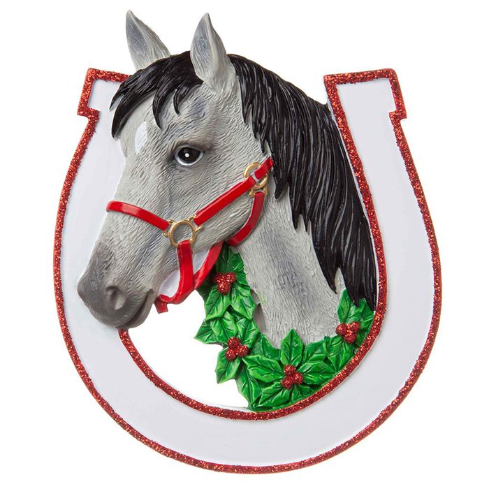 OR1708-GY-Horse Personalized Christmas Ornament