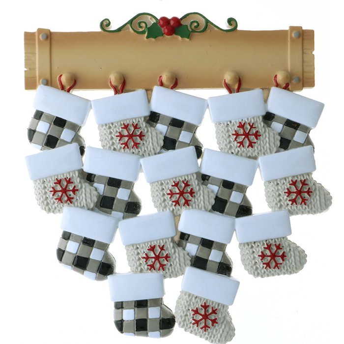 OR2351 - Mantle with 16 Stockings Personalized Christmas Ornament